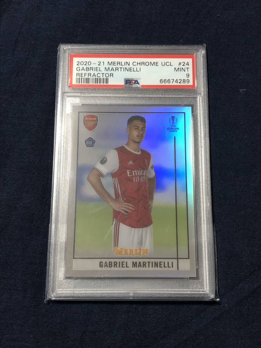 【PSA9】2020-21 Topps Merlin Chrome Gabriel Martinelli RC Refractor_画像1