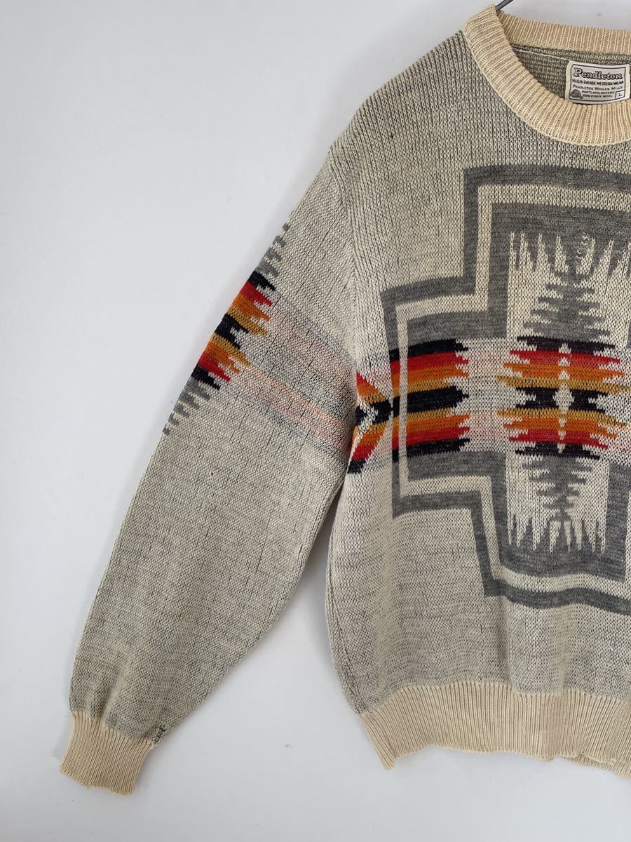 8-991 ヴィンテージ Pendleton ペンドルトン チマヨ ネイティブ ウール ニット セーター サイズ L_画像5