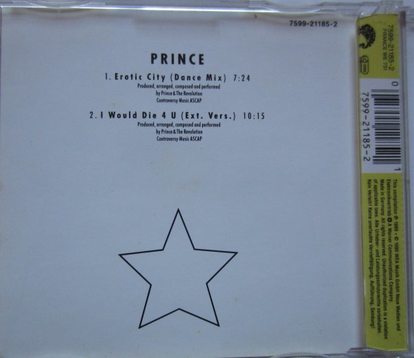 【送料無料】Prince Erotic City プリンス ミニCD Erotic City (Dance Mix) I Would Die 4 U (Extended Version)_画像3