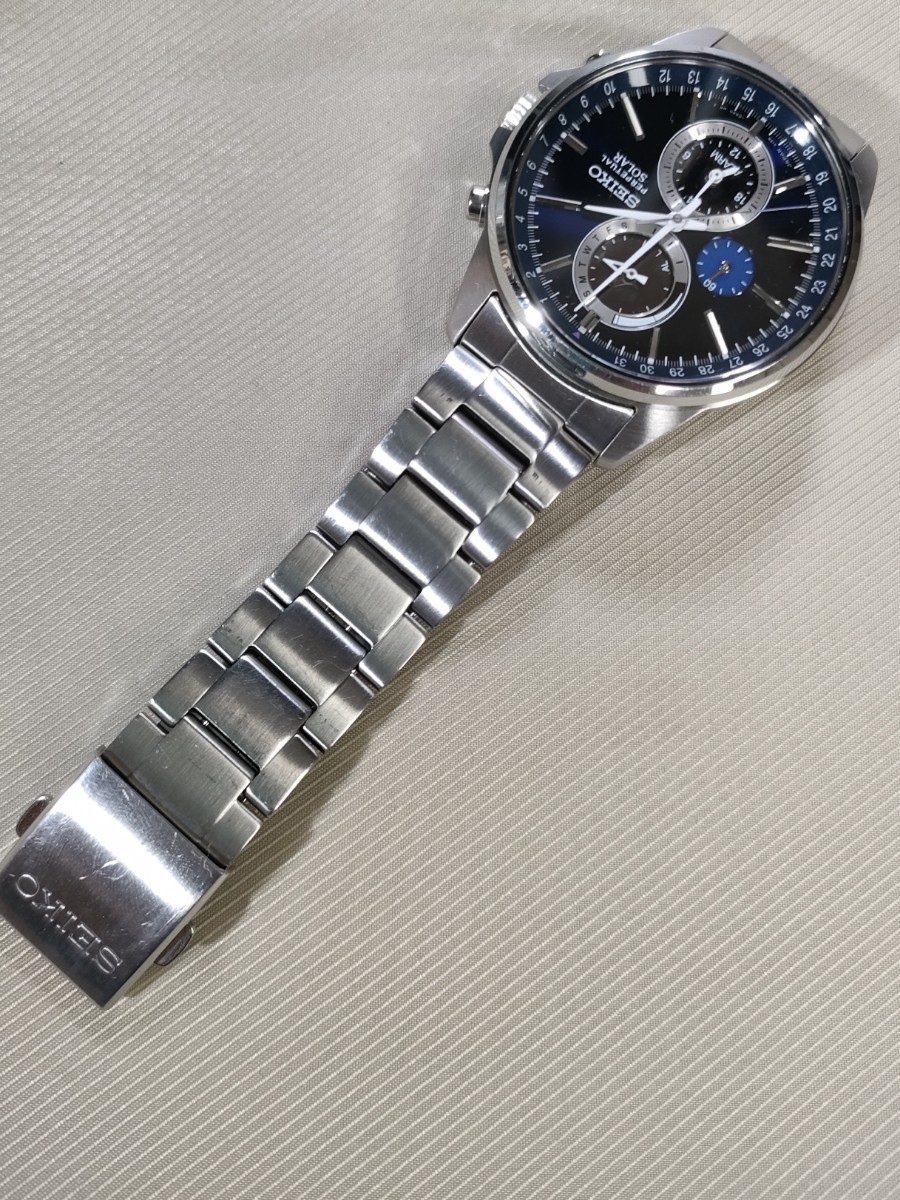 比較的状態良好 稼働品　SEIKO ソーラー腕時計 定価41,800円 SBPJ003　メンズ腕時計　パーペチュアルカレンダー_画像3