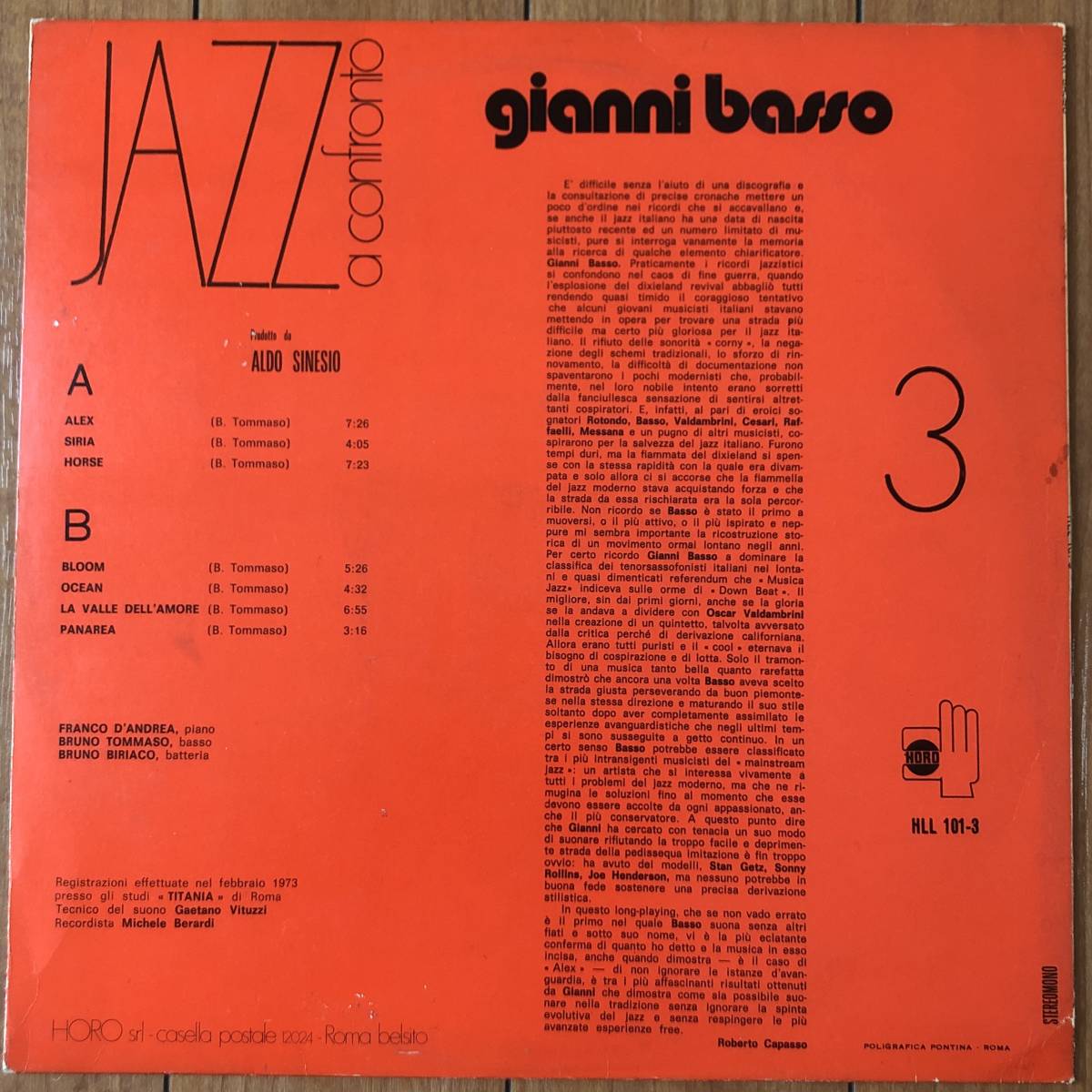 LP:Horo Gianni Basso Jazz A Confronto 3_画像2