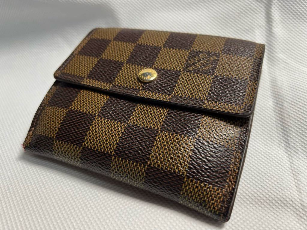 【再出・正規品・美品】LOUIS VUITTON ルイヴィトン ダミエ ポルトモネ ビエ カルトクレディ Wホック 三つ折り 財布 ウォレット_画像1