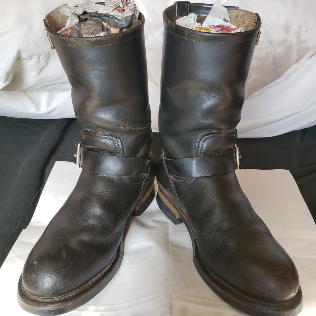 PT91 茶芯 vintage ヴィンテージ REDWING レッドウィング 2268 エンジニア ブーツ engineer boots 皮革 7D レザー leather 米国製 25cm 黒の画像5