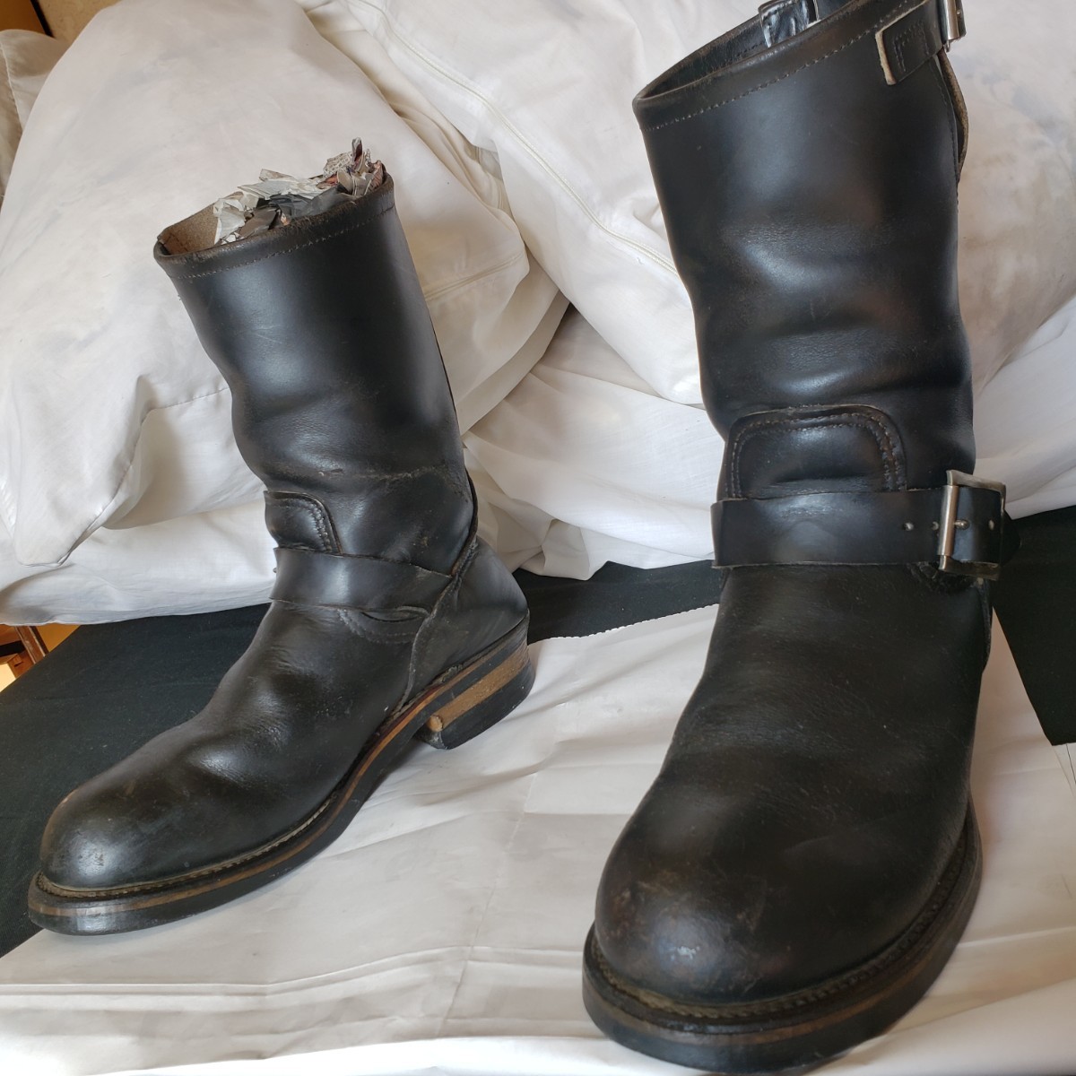 PT91 茶芯 vintage ヴィンテージ REDWING レッドウィング 2268 エンジニア ブーツ engineer boots 皮革 7D レザー leather 米国製 25cm 黒の画像1
