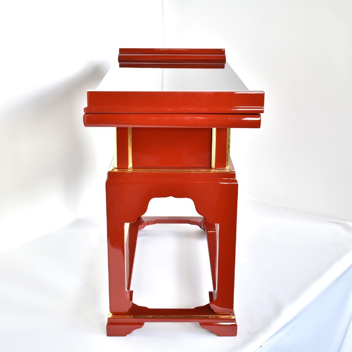 アウトレット寺院仏具】導師机2.5尺・朱塗り面金【焼香机にも】 アウトレット寺院仏具】導師机2.5尺・朱塗り面金【焼香机にも】