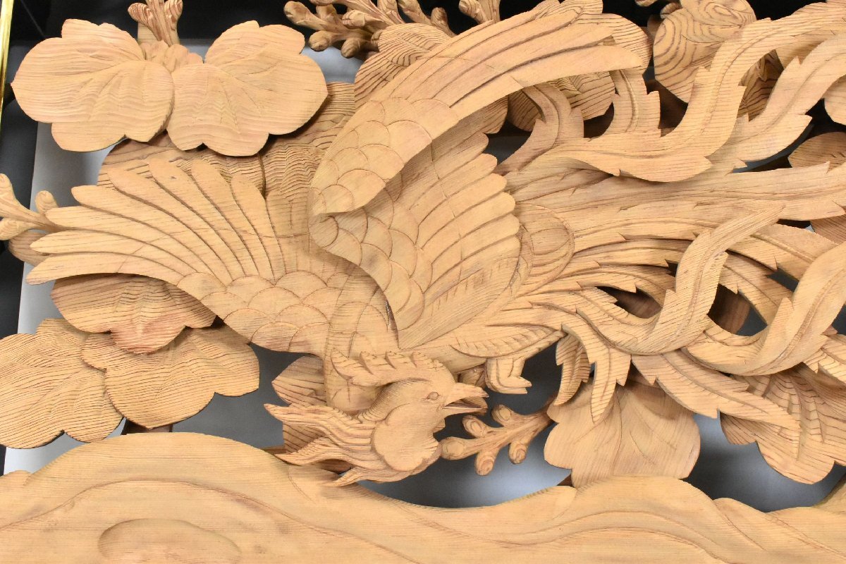 御仏壇 欄間用 木彫 彩色 鳳凰 1対 - 仏具一般 御仏壇 欄間用 木彫 彩色 鳳凰 1対 - 仏具一般