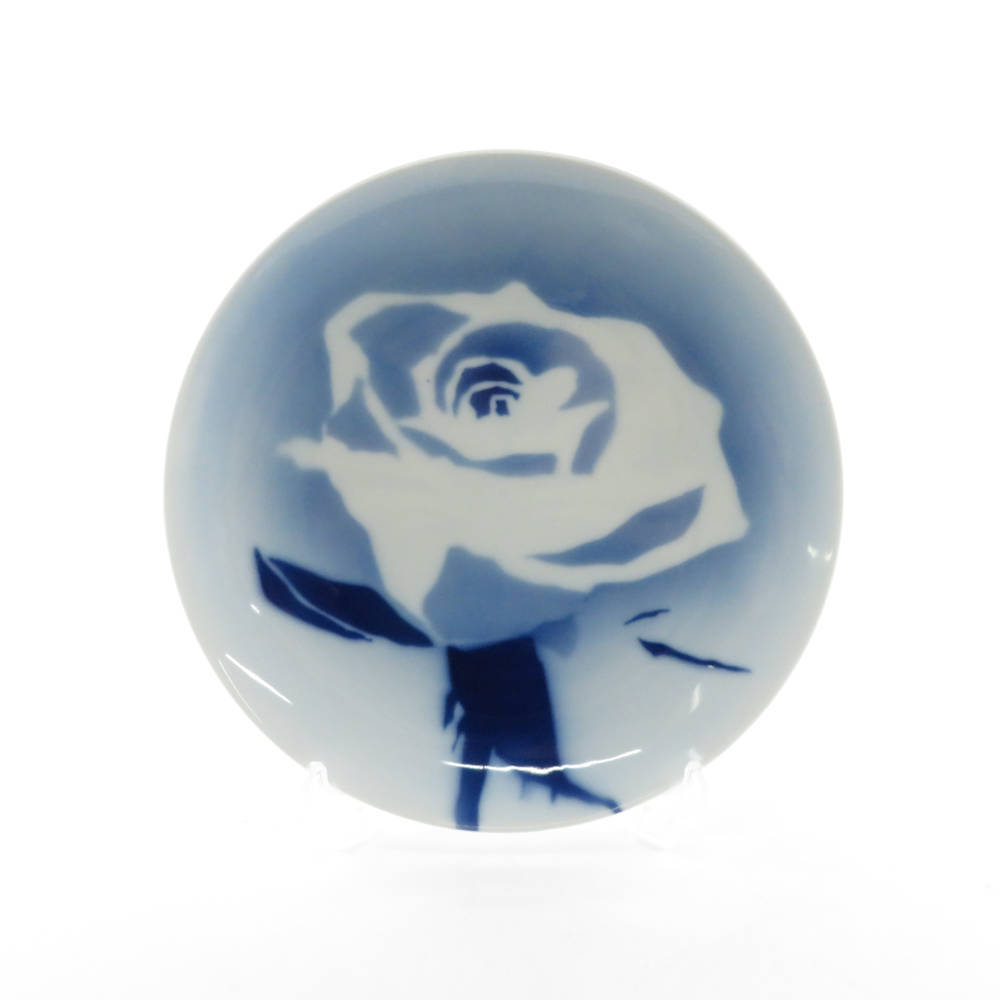 美品 ROYAL COPENHAGEN ロイヤルコペンハーゲン メッテ ハネマン 中皿 1枚 20cmプレート 飾皿 バラ フラワー ブルー SM1496B3_画像1