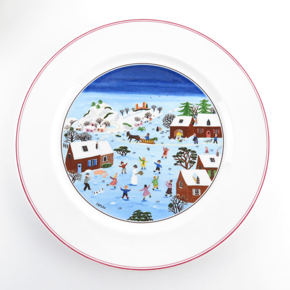 美品 Villeroy&Boch ビレロイ＆ボッホ ナイーフ クリスマス 大皿 6枚 27cmプレートセット 廃盤 SU4693F_画像2