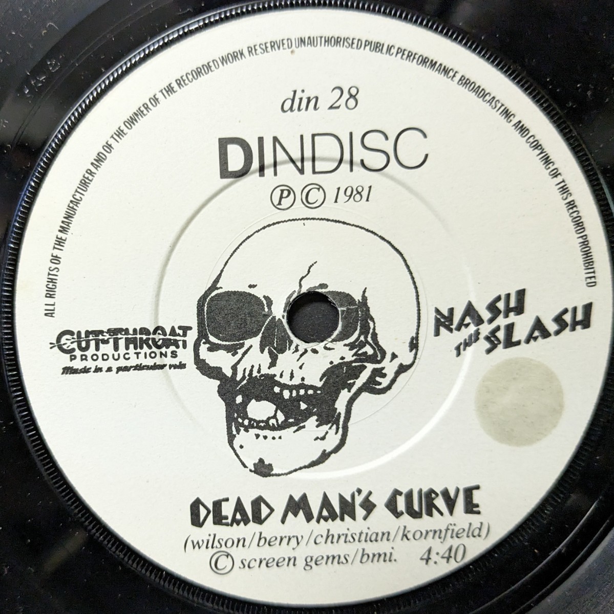 ☆NASH THE SLASH/DEAD MAN'S CURVE1981'UK DINDISC7INCHの画像3