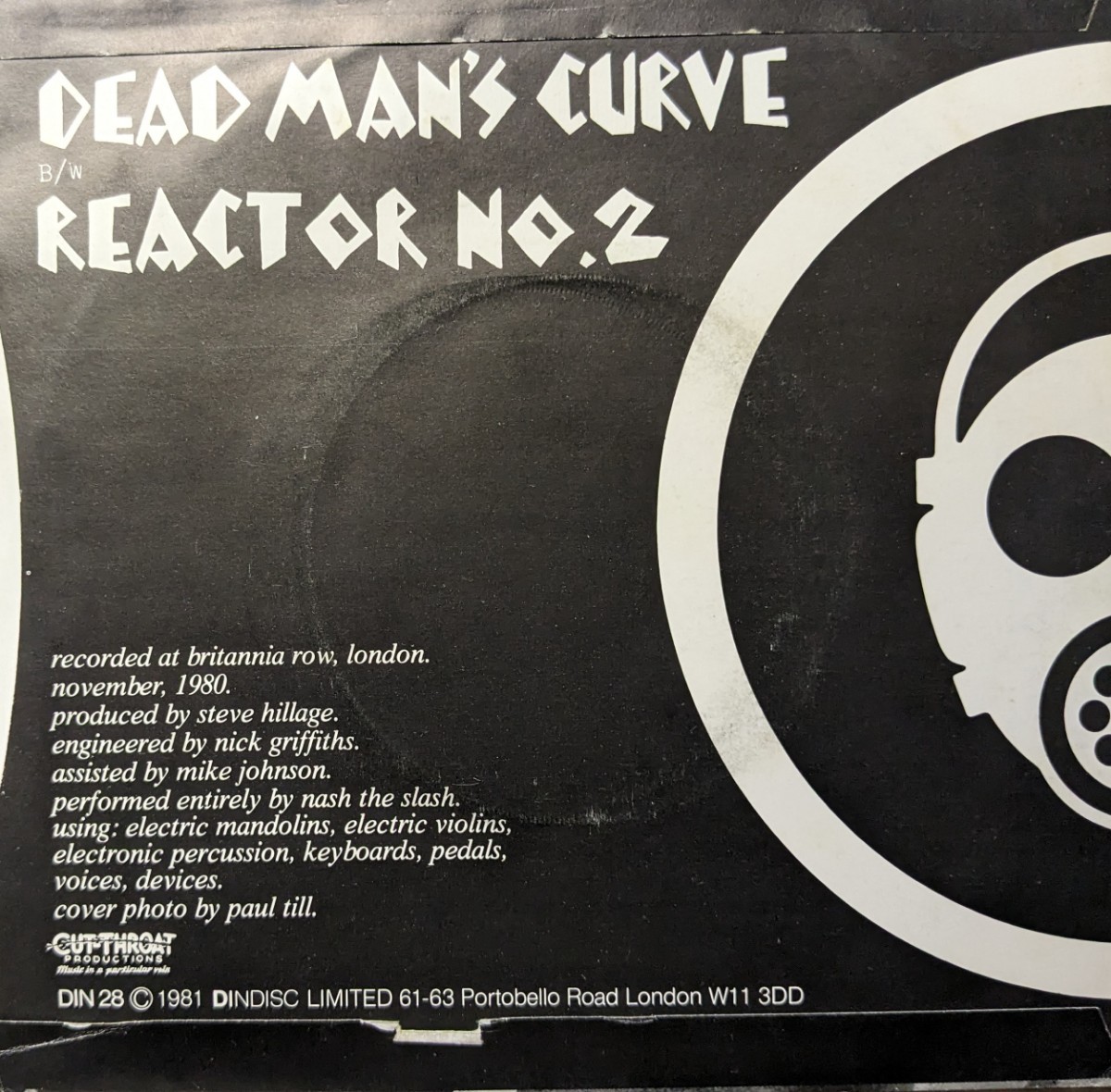 ☆NASH THE SLASH/DEAD MAN'S CURVE1981'UK DINDISC7INCHの画像2