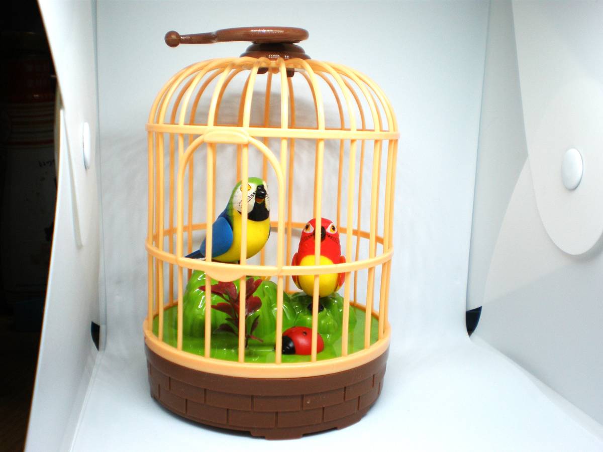 *sin silver g bird * bird cage * tweet * single three 3ps.@ battery * person sensor operation * body * basket * plastic * examination use only USED treatment goods *