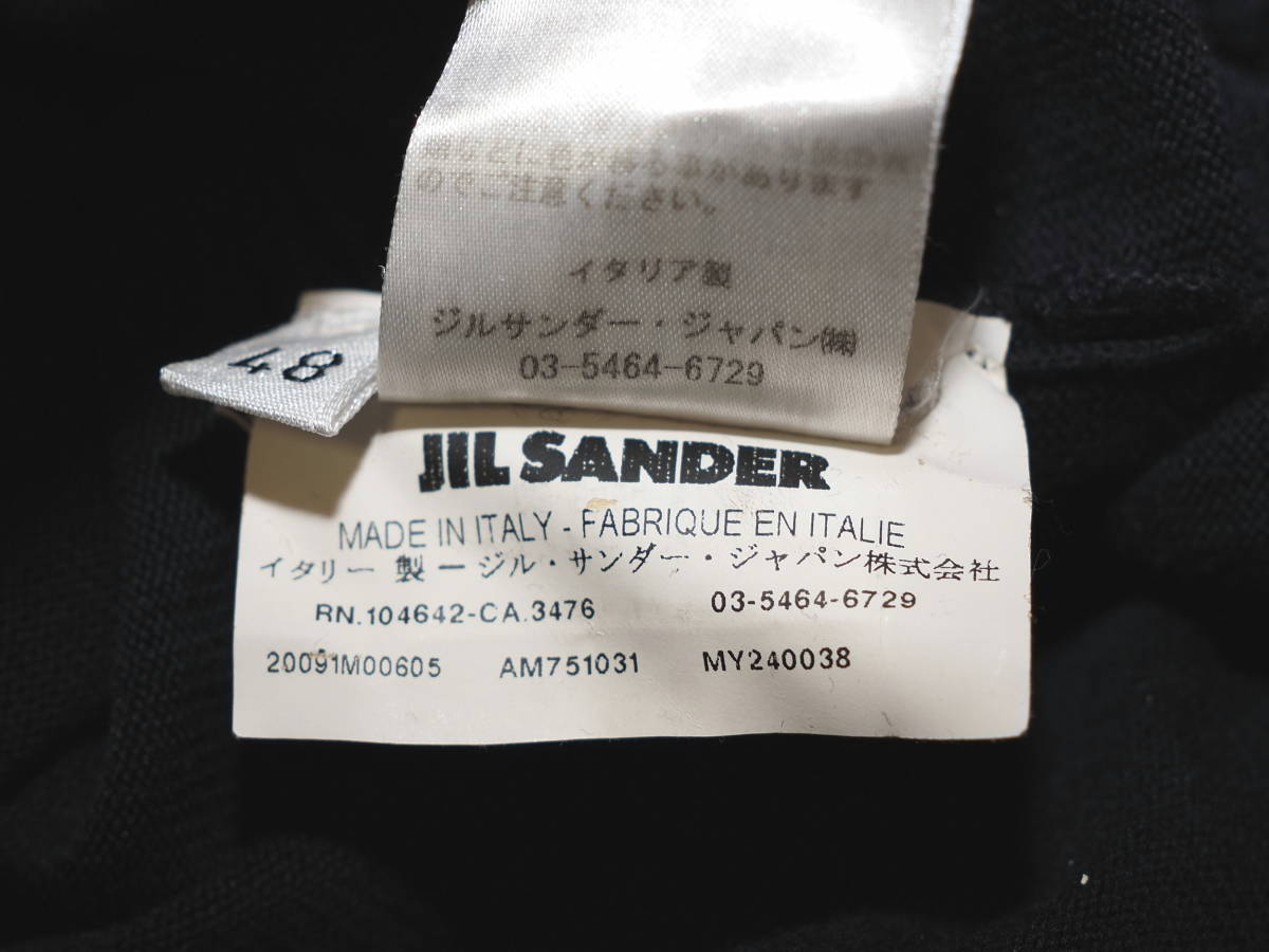 JIL SANDER ジルサンダー 09SS Vネックコットンニット48黒 Italy製 ラフシモンズ期_画像5