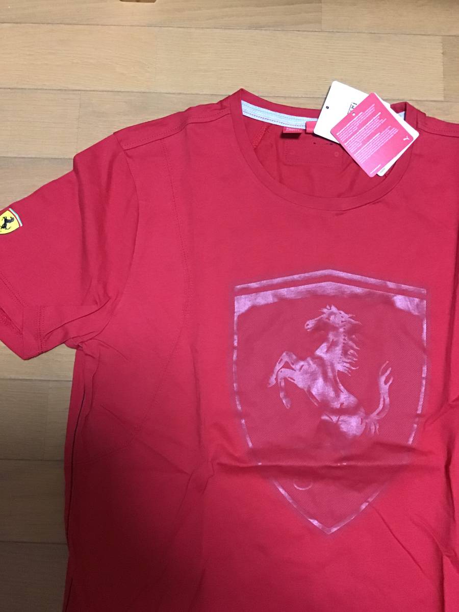 プーマ製 フェラーリTシャツ 赤 L. 新品_画像2