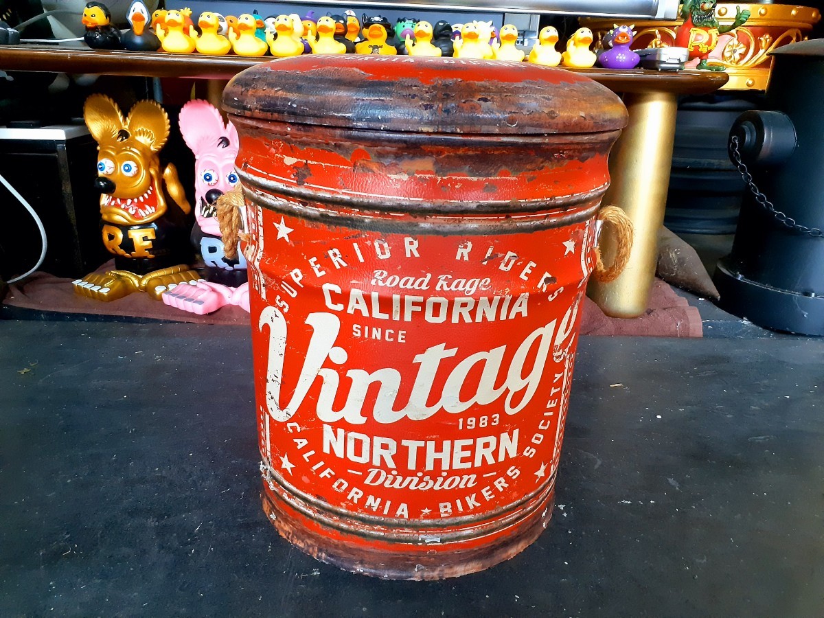 アメリカン雑貨ガレージシャビースタイルペール缶スツールCalifornia vintageロゴ_画像1