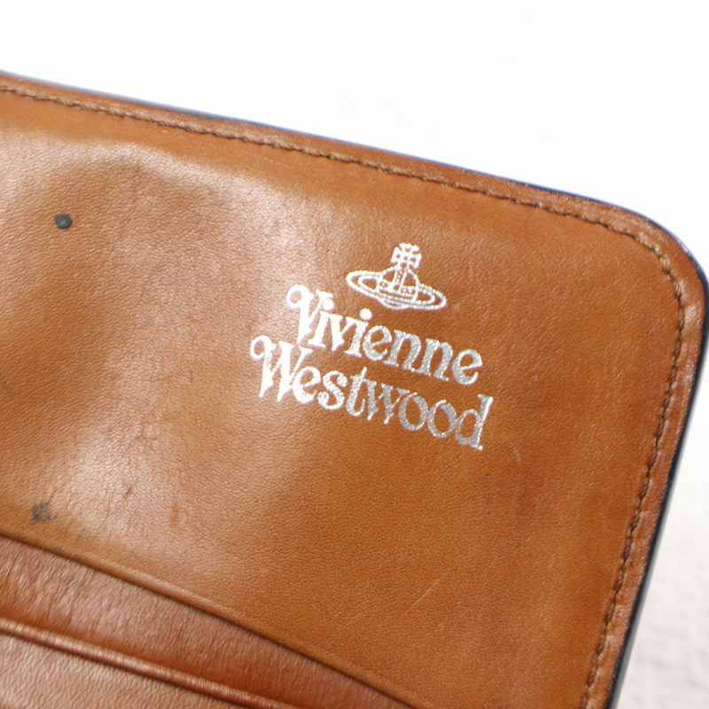 1円 HA1481 Vivienne Westwood ヴィヴィアンウエストウッド 長財布 ペイガンモノグラムシリーズ ネイビー オーブ レディース メンズ_画像8