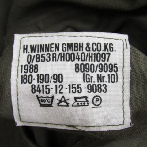 ドイツ軍 88年会計 サイズ 10 L程度 German Army コンバットジャケット 80s 80年代 オリーブ 古着 ビンテージ ミリタリー 1M1508_画像3