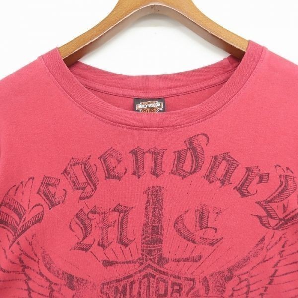 XL サイズ HARLEY-DAVIDSON ロングTシャツ ロングスリーブ 長袖 両面プリント ハーレーダビッドソン 赤 レッド 古着 ビッグサイズ 1A2925_画像4