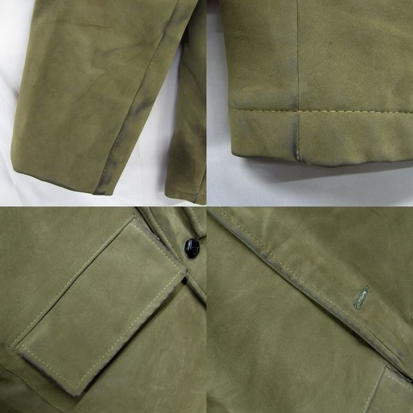 Vintage サイズ 36 Burmasuede フェイク スウェード ジャケット コート 中綿 キルティング カーキ 古着 ビンテージ 3D1902_画像6