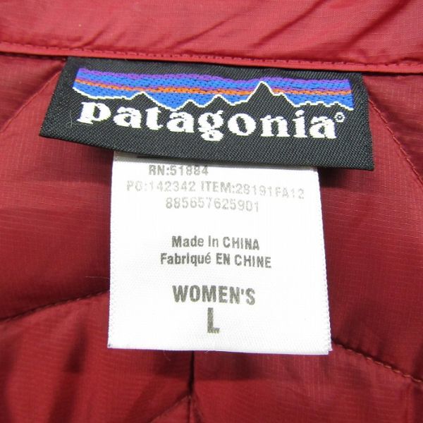 Patagonia サイズ WOMENS L ダウン セーター ダウン ジャケット ブルゾン 中綿 レディース レッド パタゴニア 古着 ビンテージ 3D3012_画像3