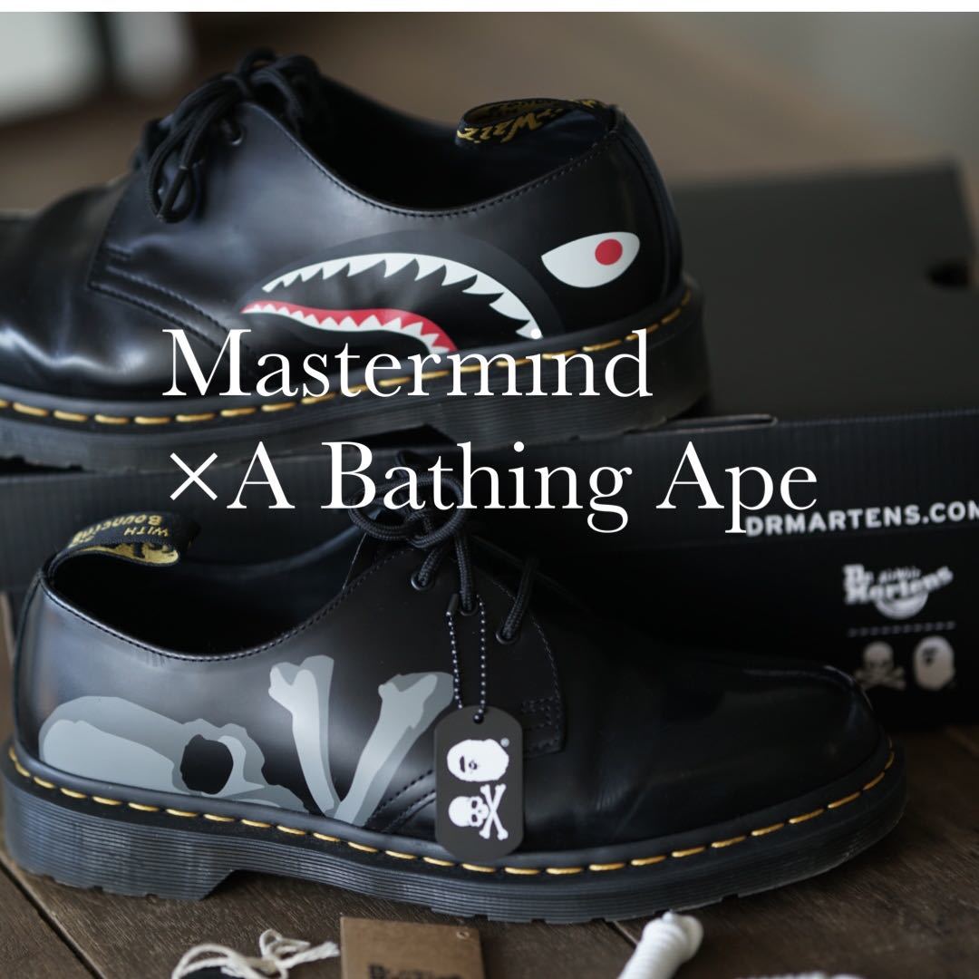 Dr.Martens× mastermind × bape UK9 3ホール マスターマインド ドクターマーチン アベイシングエイプ シューズ 1461MMB A BATHING APE _画像1