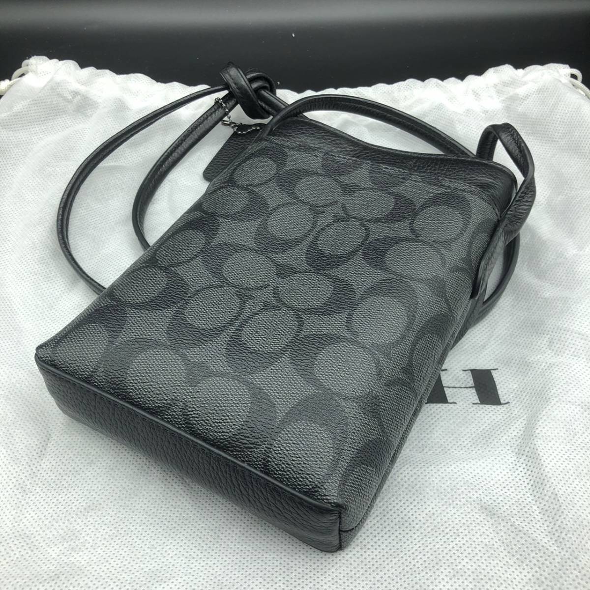 *COACH/ Coach CB911 D2344* shoulder bag signature leather black black men's smartphone brand lady's bag bag NH2413