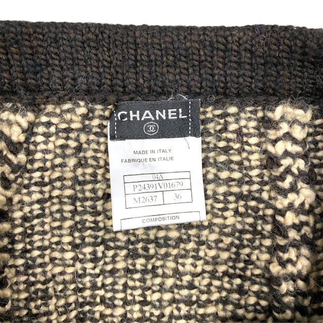 CHANEL シャネル ボトムス Aライン スカート ひざ丈 アパレル ロゴプレート ウール スパンデックス ベージュ系 04A [サイズ 36]_画像7