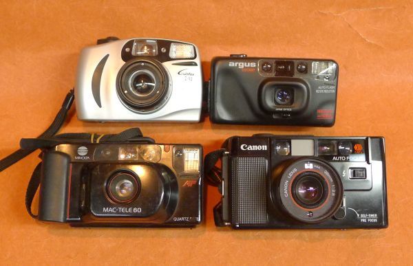 l028 ジャンク コンパクトフィルムカメラ 4点まとめセット Canon MINOLTA Gintax argus /60の画像1