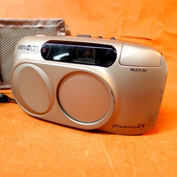 l332 MINOLTA Capios25 コンパクトフィルムカメラ サイズ:幅約12cm 高さ約6.5cm 奥行約4.5cm/60_画像1