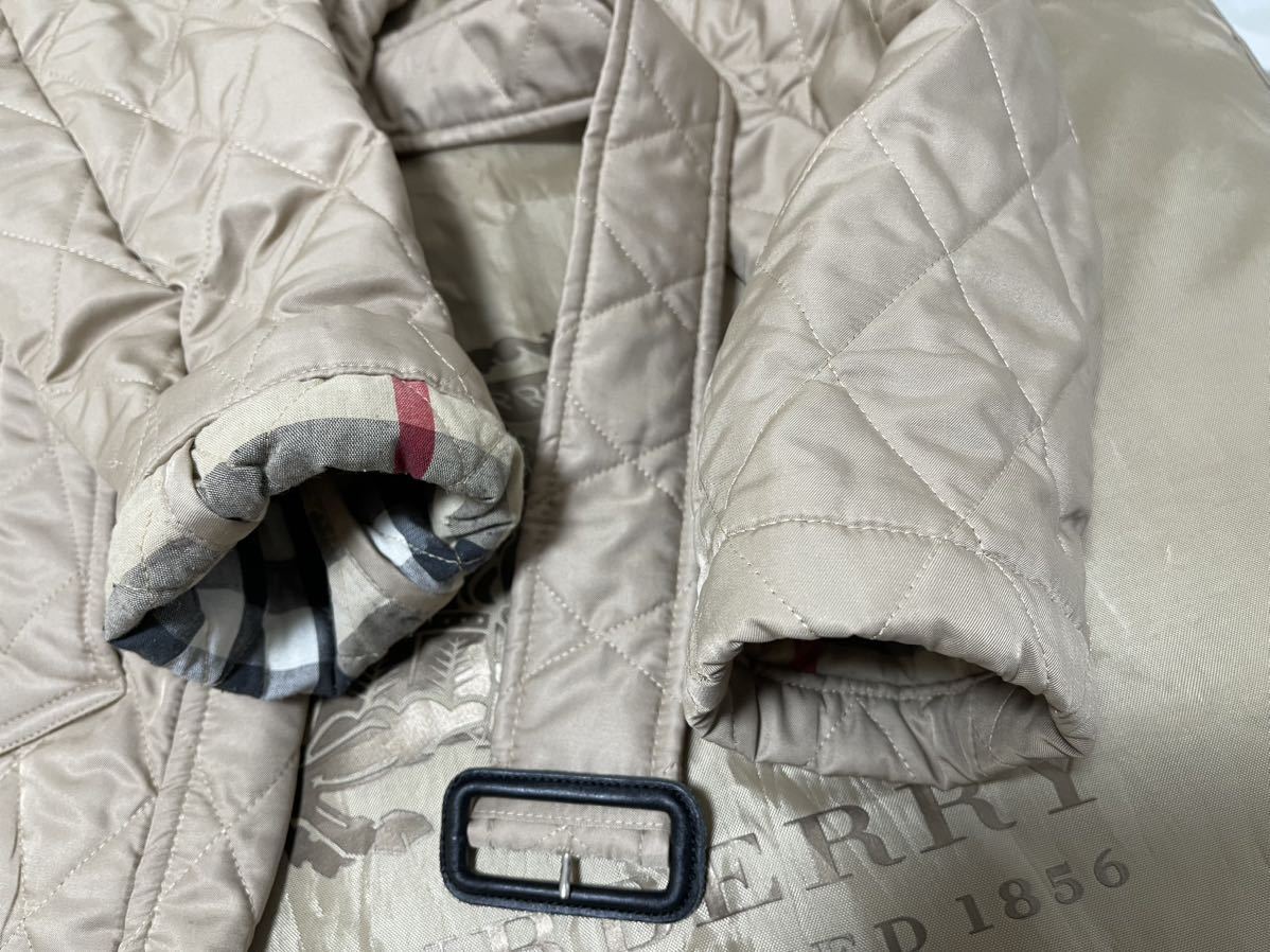 英国製19万★豪華高年式美品ベージュ8R 36 165 170 細身BURBERRYバーバリーロンドン レディースベルト付きキルティングトレンチコート