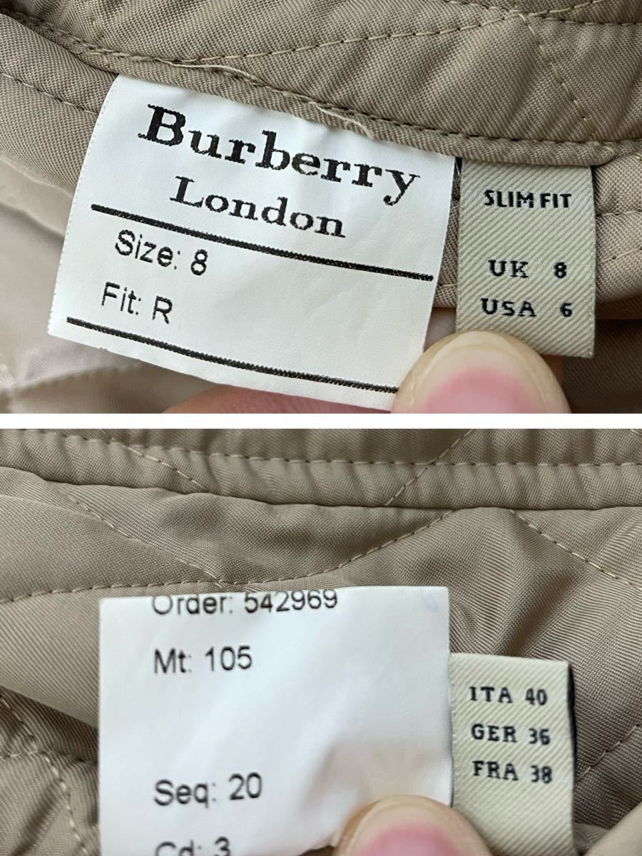 英国製19万★豪華高年式美品ベージュ8R 36 165 170 細身BURBERRYバーバリーロンドン レディースベルト付きキルティングトレンチコート