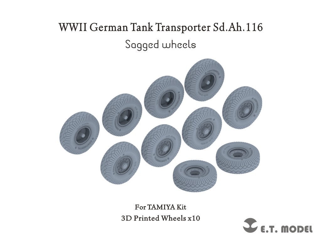 E.T.MODEL P35-123 1/35 WWII ドイツ Sd.Ah.116戦車運搬用トレーラー 自重変形タイヤ (3Dプリント)(タミヤ用)