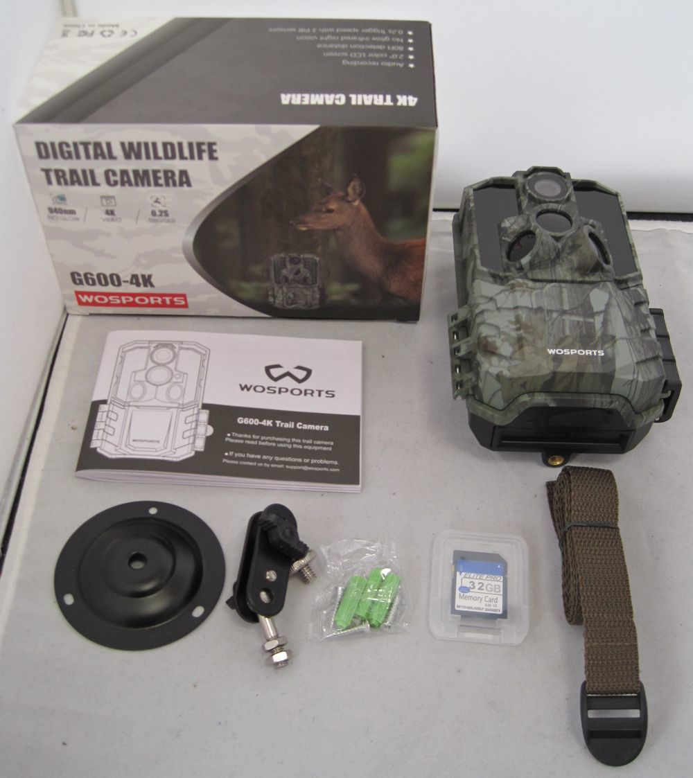  secondhand goods #Wosports Trail camera G600-4K camouflage outdoors indoor single three battery x8 IP66 dustproof / waterproof night vision 32GB SD card attaching 