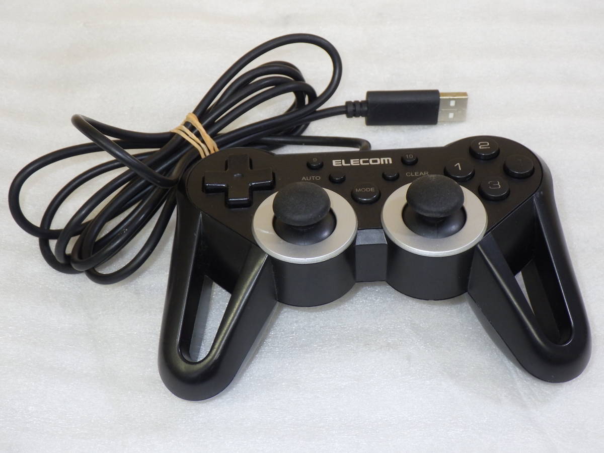 ELECOM/エレコム 12ボタン高耐久USBゲームパッド JC-U3312SBK ブラック PS系ボタン配列 ゲームコントローラ USB 動作確認済み#MH00189_画像1