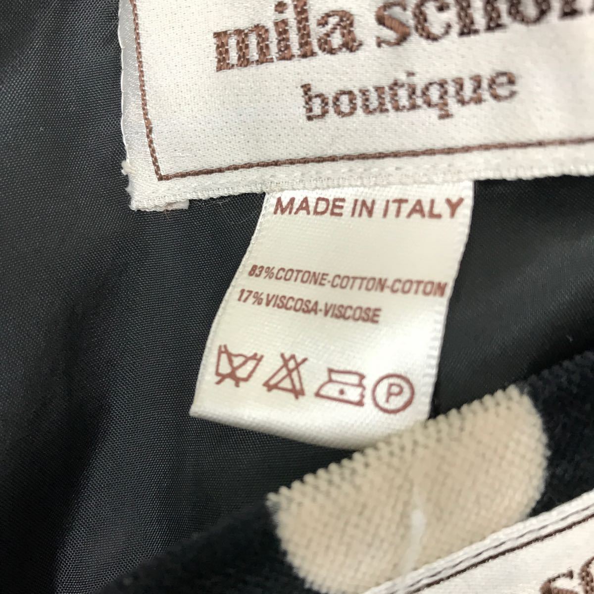 ◆イタリア製 mila schon boutique セットアップ ドット柄 12/46 レディース 黒系 M-L相当 ジャケット スカート ミラショーン 冬■12-6y棚_画像9