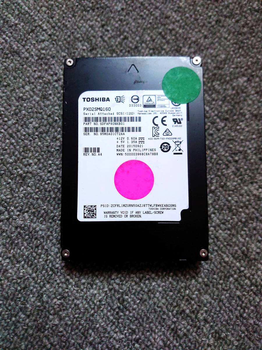 256GB~ TOSHIBA PX02SMQ160 1.6TB SSD SAS 12Gb