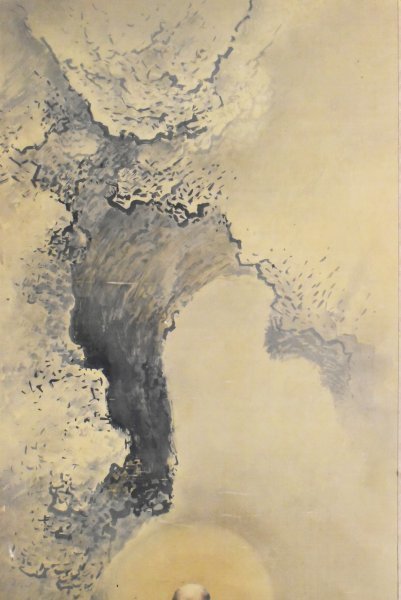 K2511 模写 華卿「岩上達磨図」絹本 人物画 だるま 華郷 日本画 中国 書画 骨董 掛軸 古美術 人が書いたもの 仏画仏教美術_画像4