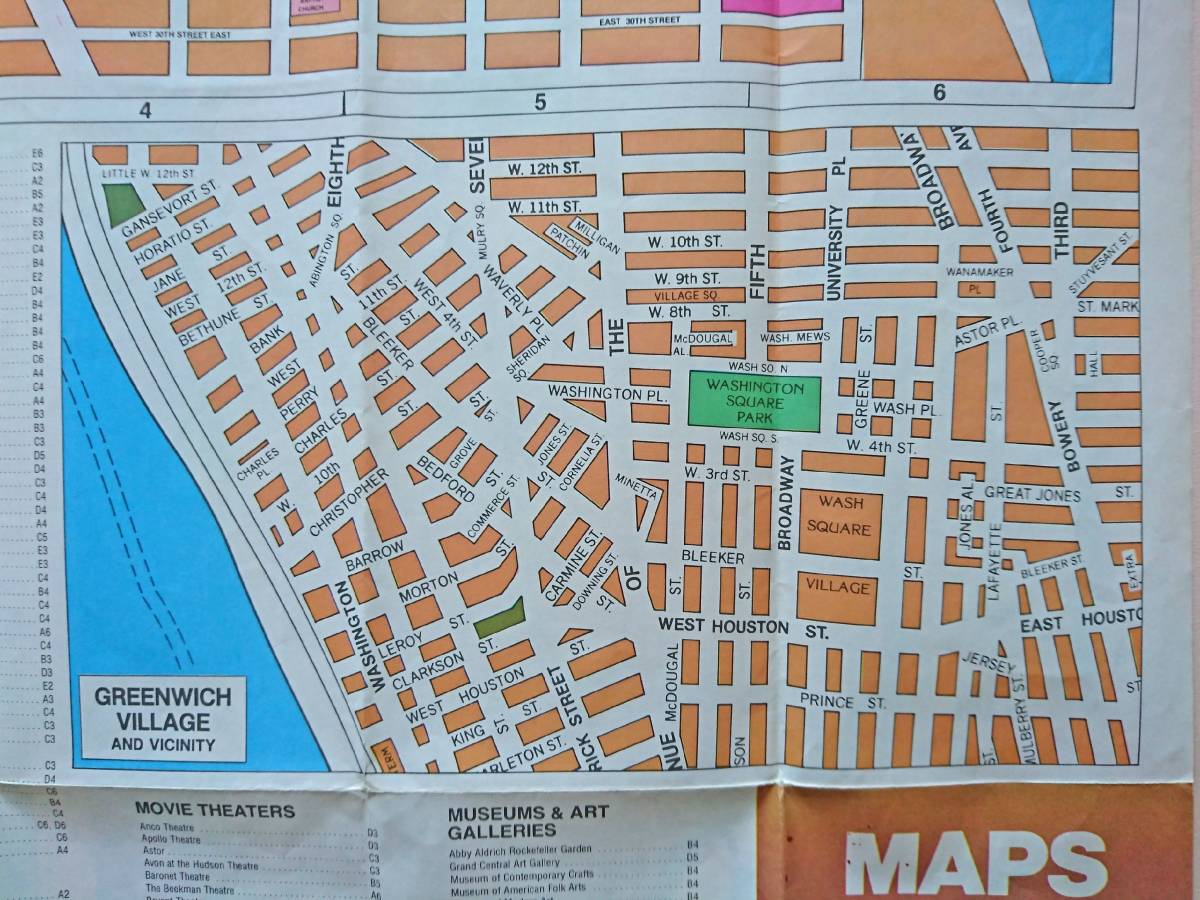 【AIKU-YA】ニューヨーク 地図 マンハッタン 1985年版 ジャンクジャーナル素材にも コラージュ アメリカ