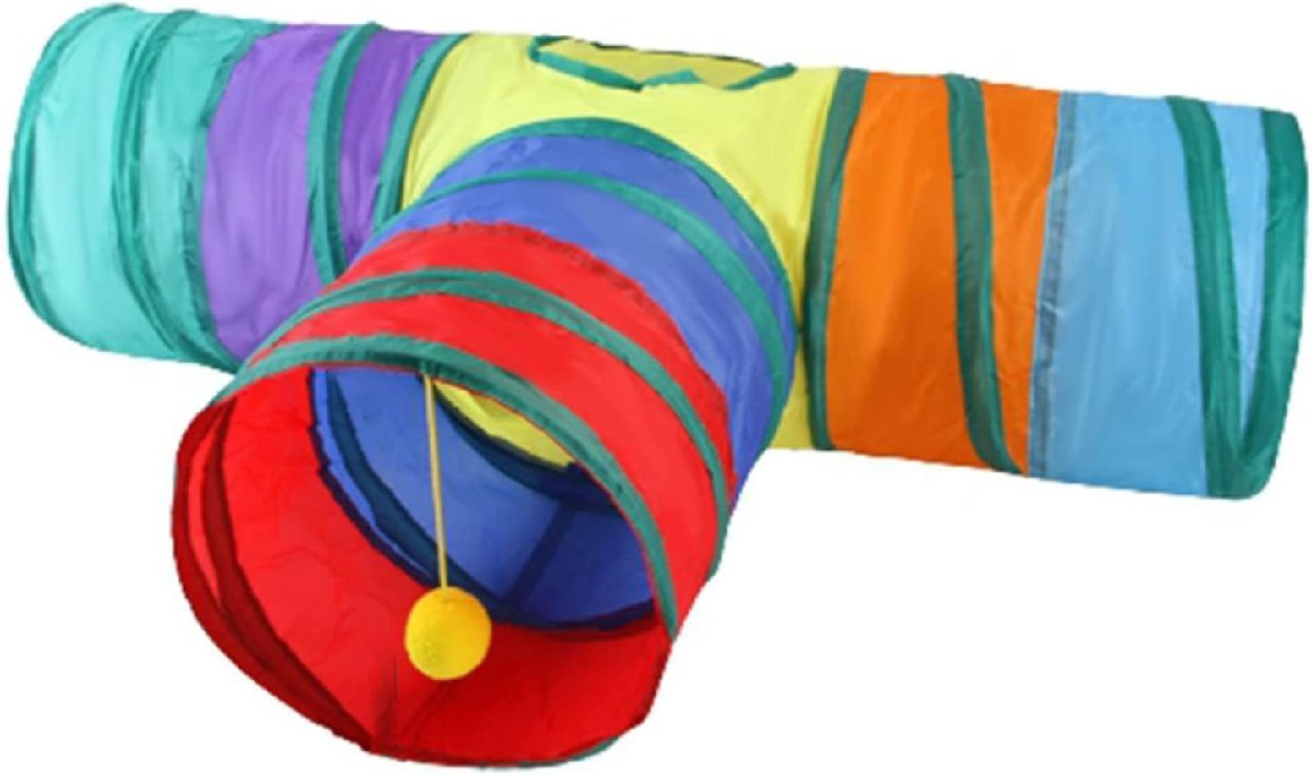 送料690円 猫 トンネル おもちゃ 3通 カラフル キャットトンネル 遊び場 ペット玩具 折りたたみ式_画像1