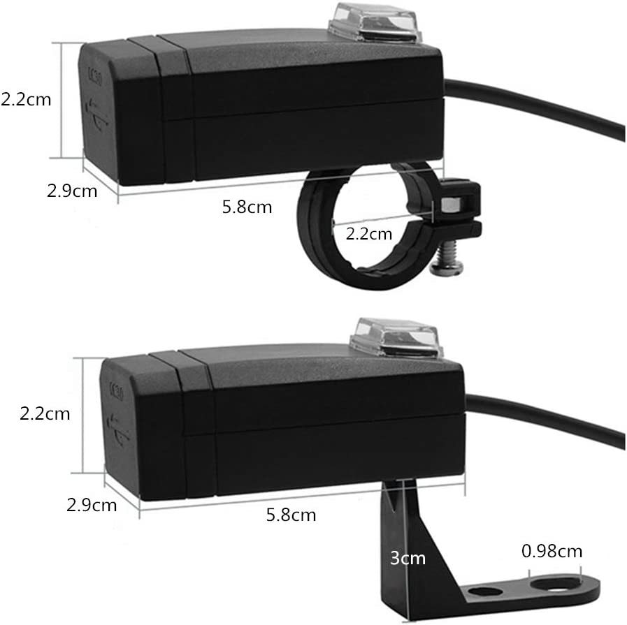 バイク USB電源 2ポート 防水 クイックチャージ QC3.0 DC12V 急速充電 ハンドル ミラー 取り付け スマホ 携帯 充電 給電_画像6