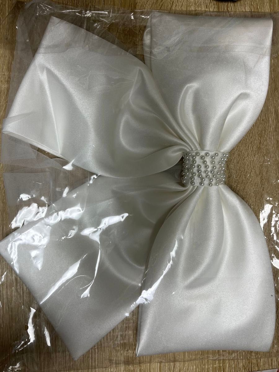 ヘッドドレス 結婚式 ウェディング 大きい リボン ヘアアクセサリー 白 