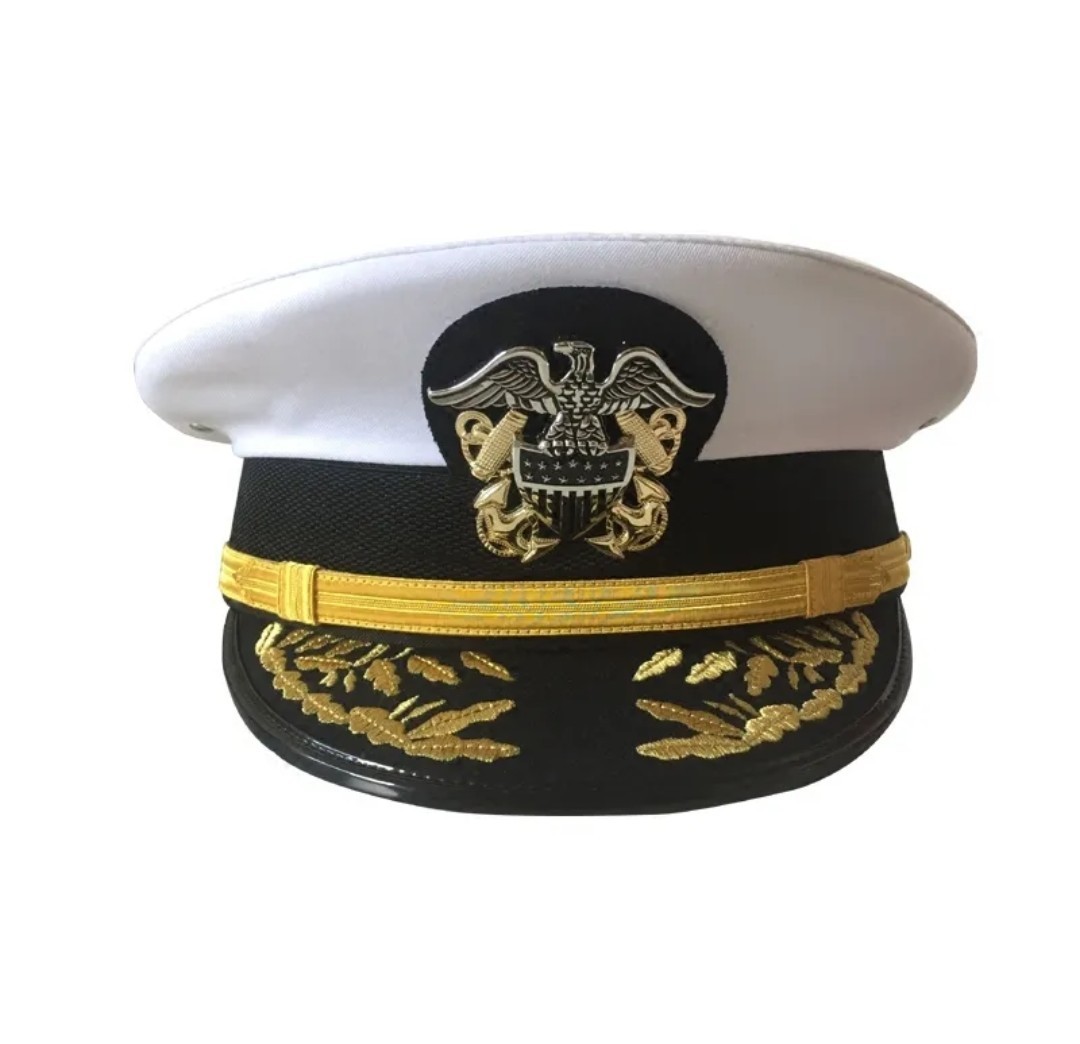 【送料無料】WW2米軍 海軍将官制帽 白 帽章付 アメリカ軍 複製品_画像4