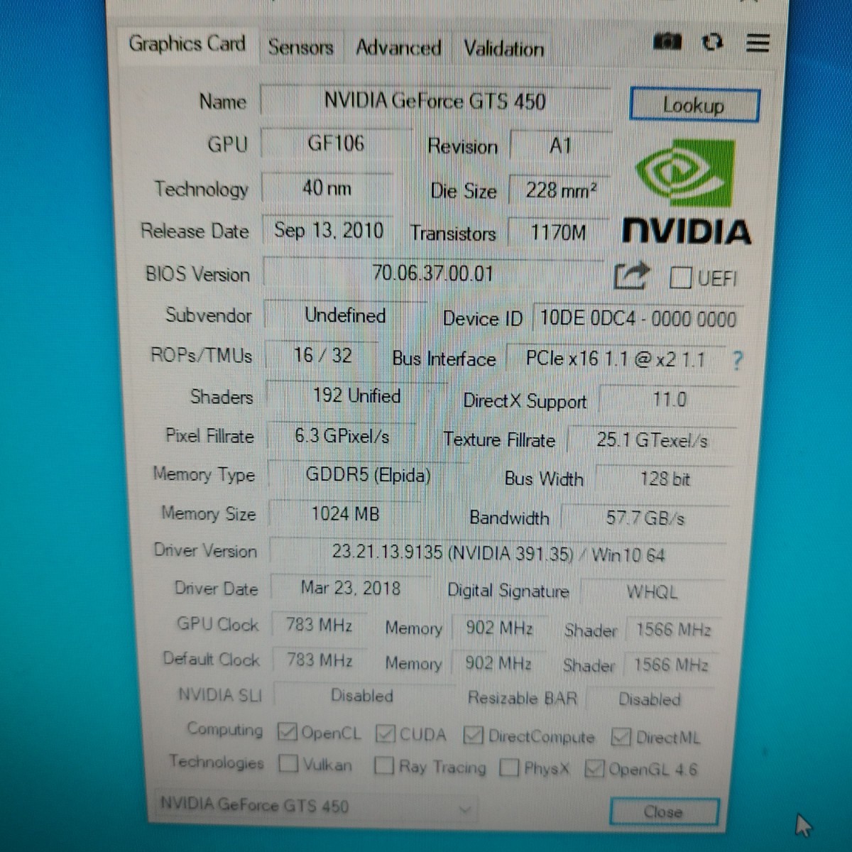 動作確認済み GeForce GTX GTS450 1GB グラフィックボード GDDR5 NVIDIA DVI miniHDMI _画像4
