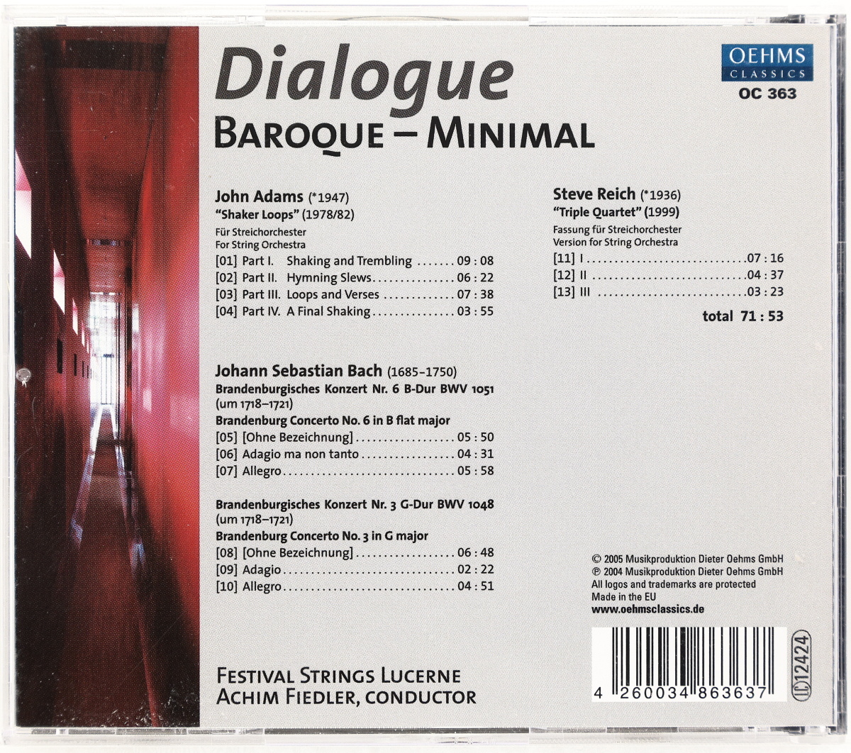 DIALOGUE BAROQUE-MINIMAL　対話～バロック-ミニマル　バッハ、アダムズ、ライヒ　ルツェルン祝祭弦楽合奏団_画像3