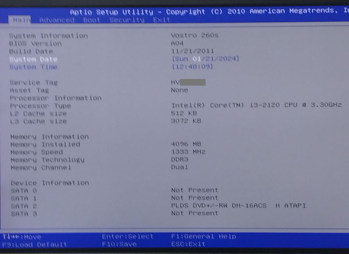 【送料無料】DELL Vostro 260s Core i3-2120 3.30GHz/ 4GB/ HDDなし [12-4] _画像4