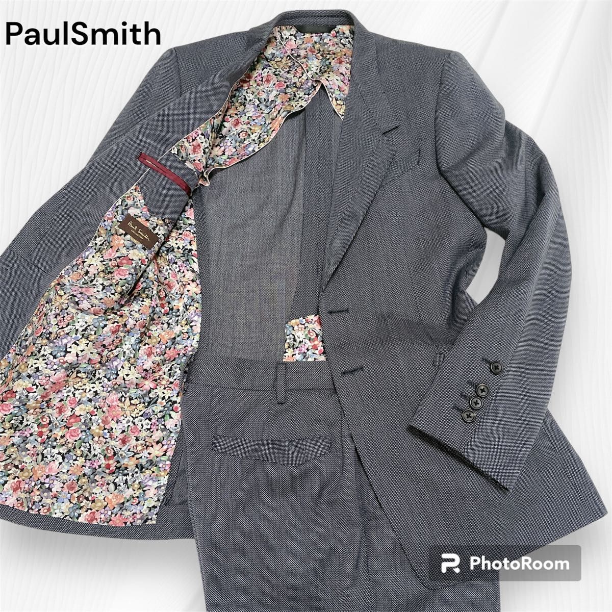 希少　PaulSmith ポールスミスコレクション 花柄 スーツ グレー 古着 セットアップ