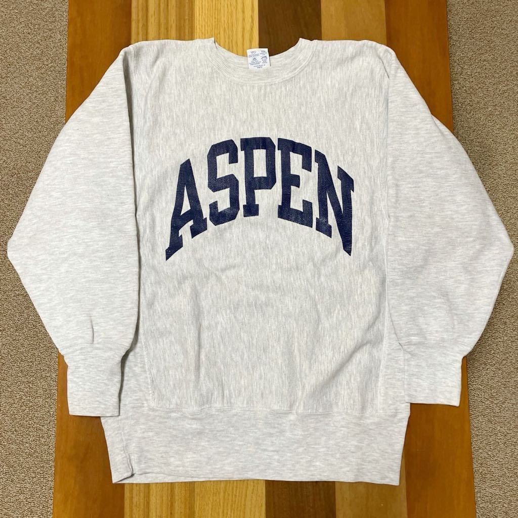 極上美品 90sトリコ刺繍タグ Champion REVERSE WEAVE M チャンピオンリバースウィーブ ASPEN navy ネイビープリント　_画像4