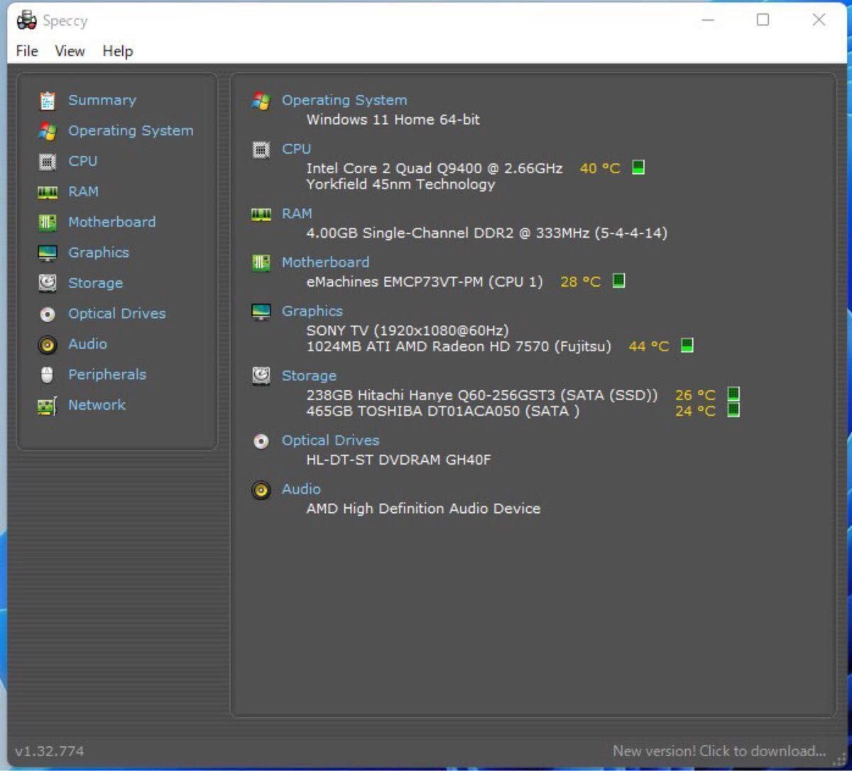 WIN11　LGA775・CORE2 Q9400　RAM4G　SSD256G　②