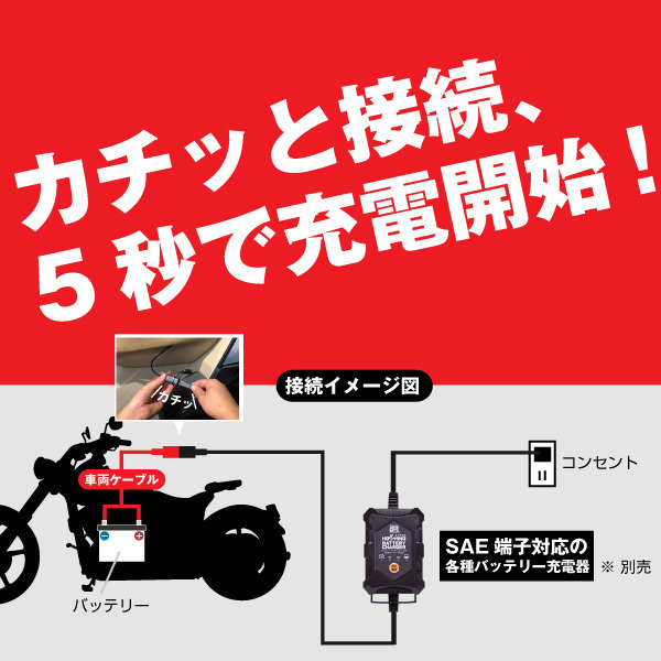 車両ケーブル バイクバッテリー用【SAE端子】【AWG14】【メンテナンス用品】【スーパーナット 星乃充電器 deltran BatteryTender800 対応】_画像9