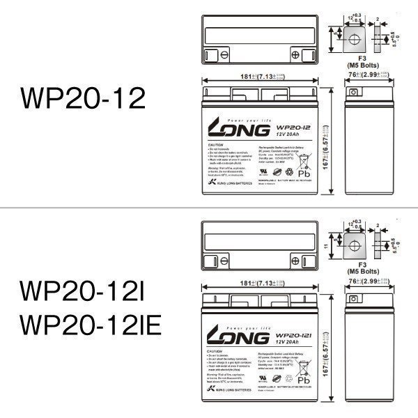 正規店購入品★WP20-12I(12V20AH)3個セット★[マイト工業MBW-140-1対応][新ダイワ/やまびこSBW140L対応]溶接機用バッテリー_画像8