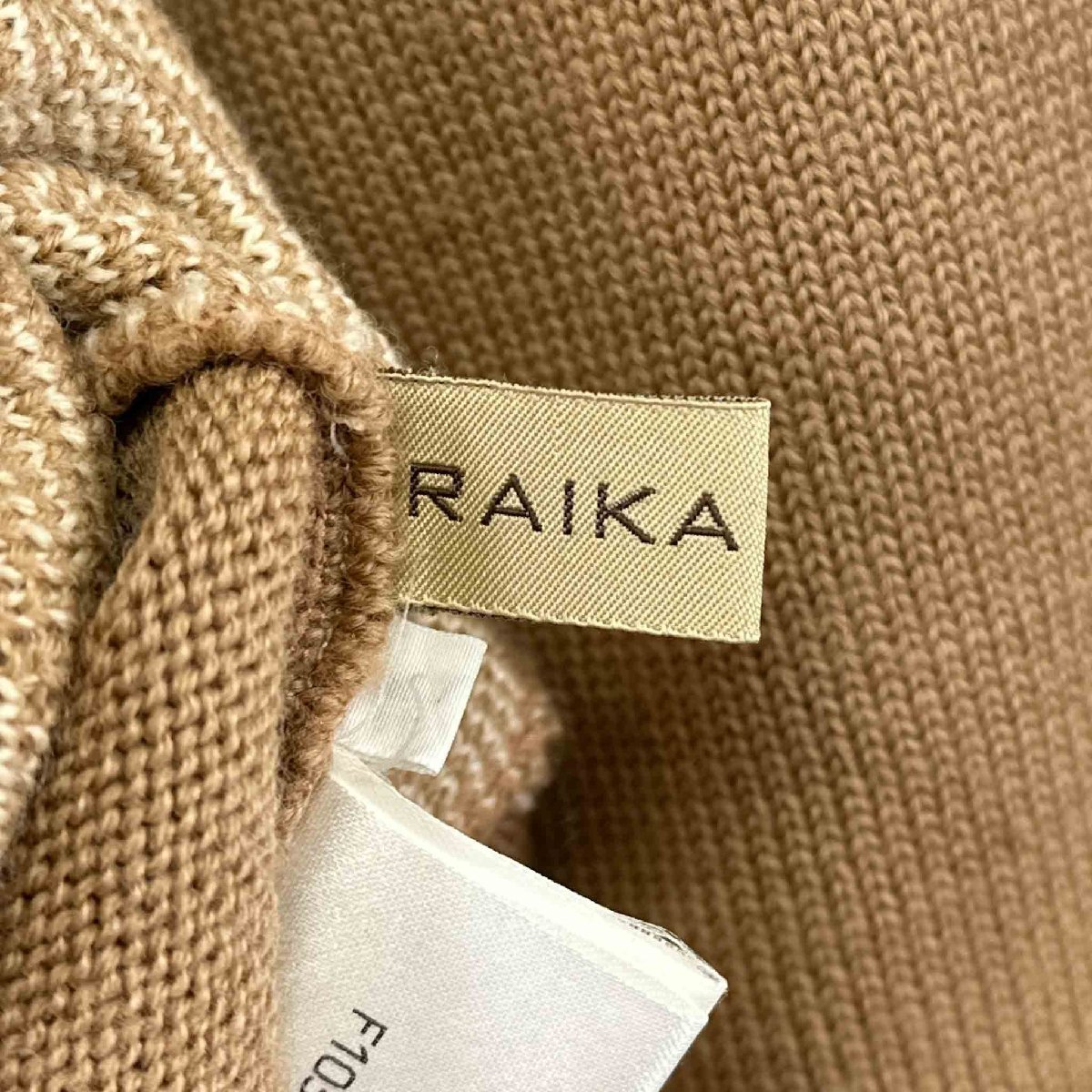 RAIKA STYLE ライカスタイル 長袖セーター ニット タートルネック ベージュ 総柄 サイズ46 トップス メンズ ヴィンテージ 6_画像4